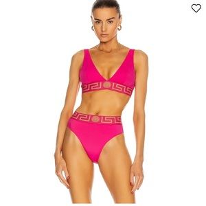 Hot pink Versace two piece swimsuit